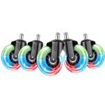 EL33T Rubber Casters, 3", RGB, 5tk, must - M&auml;nguritooli rattad