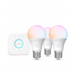 Philips Hue Essential Starter Kit, A60 + Hue Bridge, Full Color, E27, 3 tk, valge - Nutivalgusti