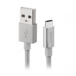 SBS Silver Metal Braided, USB-A - Micro USB, h&otilde;be - Kaabel