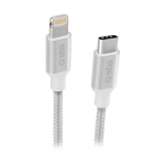 SBS Silver Metal Braided, USB-C - Lightning, h&otilde;be - Kaabel