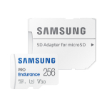Samsung PRO Endurance, microSDXC + SD adapter, 256 GB, valge - M&auml;lukaart