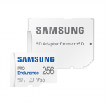 Samsung PRO Endurance, microSDXC + SD adapter, 256 GB, valge - M&auml;lukaart