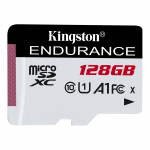 Kingston High-Endurance, microSDXC, 128 GB, must/valge - M&auml;lukaart