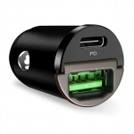Puro Mini, USB-A, USB-C, 30 W, must - Autolaadija