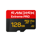 SanDisk Extreme PRO MicroSDXC, 128 GB, UHS-I, A2, must - M&auml;lukaart