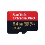 SanDisk Extreme Pro, UHS-I, microSD, 64 GB - M&auml;lukaart ja adapter