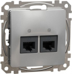 2xRJ45 data outlet CAT6 UTP, aluminium Sedna Design SDD113462 | 3606481466822