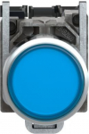 Blue flush complete illum pushbutton &Oslash;22 spring return 1NO+1NC 220...240V. range of product: Harmony XB4 - device short name: XB4 - fixing collar material: zamak - mounting diameter: 22 mm - operator additional information: with plain lens - contacts ...