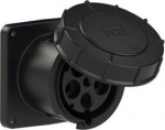 CEE-flanged socket 5x125A (3P+N+PE) 6h IP67 black 120x120 345-6xs | 9003399713194