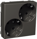 Double socket-outlet, diagonal, earthed, screwless anthracite, Exxact WDE003586 | 3606480203824