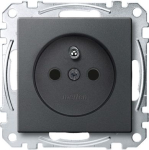 Socket outlet, 1-gang, 2P+E, 16A, French, with shutter, screw terminals, anthracite, Merten System M MEG2600-0414 | 4042811141523