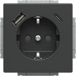 Socket with USB A and USB C, anthracite, Platform 63, 20 EUCB2USBAC-81-500 2CKA002011A6301 | 4011395329283