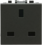 Color: Anthracite.   Rated voltage: 250 Vac   Rated current: 13A   Type G: 2P + E   Without switch   Shuttered for child safety   Screw terminals   Size: 2 modules. 2CLA223700N1801 | 8427238082714