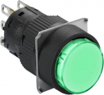 Round green pushbutton &Oslash; 16, flush spring return, 1OC. range of product: Harmony XB6E - device short name: XB6E - mounting diameter: 16 mm - contacts type and composition: 1 C/O - contacts operation: snap action - connections - terminals: fast connec ...