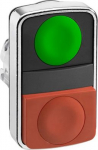 Head for double headed push button, Harmony XB4, metal, 22mm, 1 green flush unmarked+1 red projectin ZB4BL7340 | 3389119043854