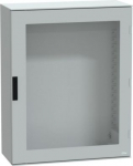 Wall mounted polyester enclosure, Thalassa PLM, glazed door, 1056x852x350mm, IP66, IK08, RAL 7035 NSYPLM108TG | 3606480776427