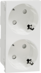 2 German socket-outlet, 16A 250V IP21, white New Unica NU306618 | 3606481464125