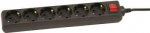 Extension 6 sockets 1,5m with switch 3G1 black PAGACU431
