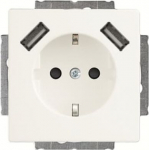 Socket with 2xUSB, 2.4A, white, Platform 63, 20 EUCB2USB-884-500 2CKA002011A6278 | 4011395303795