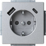 Socket with USB A and USB C, silver, Platform 63, 20 EUCB2USBAC-83-500 2CKA002011A6305 | 4011395329320