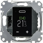 Programmable universal temperature control unit insert with touch display, IP20, black, Merten MEG5776-0000 | 4042811184681