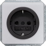 DELTA profil, silver SCHUKO socket outlet 10/16 A 250 V Black bezel With screwless Connection terminals with increased touch protection Cover plate 65x 65 mm DELTA switches and socket outlets � design and quality to perfection from Siemens. Due to it ...