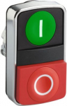 Head for double headed push button, Harmony XB4, metal, 22mm, 1 green flush marked I + 1 red project ZB4BL7341 | 3389119043861