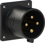 CEE-flanged plug 4x32A (3P+PE) 6h IP44 black 70x70 624-6X | 9003399295584