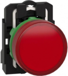 Red complete pilot light &Oslash;22 plain lens with integral LED 24V. range of product: Harmony XB5 - product or component type: complete pilot light - device short name: XB5 - fixing collar material: plastic - mounting diameter: 22 mm - operator additional ...