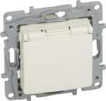 2P+E German std socket outlet Niloe -with shut. -flap cover -screw term. -ivory 764632 | 3414970684288
