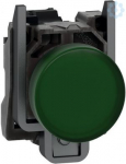 Green complete pilot light &Oslash;22 plain lens for BA9s bulb <=250V. range of product: Harmony XB4 - product or component type: complete pilot light - device short name: XB4 - fixing collar material: zamak - mounting diameter: 22 mm - operator additional  ...