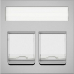 Central plate, New Unica, 2xRJ45, DPM, 2m, straight, shutter, aluminium NU942230 | 3606481464279