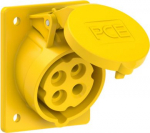 CEE-flanged socket 4x16A(3P+PE) 4h IP44 70x85 sloping yellow 414-4 | 9003399051784