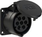 CEE flanged socket 7x16A (6P+PE) IP44/IP54 7h, black 70x70 317-7V | 9003399267963