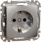 Socket outlet, grounded, with screw, brushed aluminium Sedna Elements SDD170021 | 3606481480354