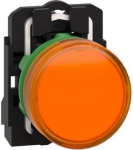 Orange complete pilot light &Oslash;22 plain lens with integral LED 24V. range of product: Harmony XB5 - product or component type: complete pilot light - device short name: XB5 - fixing collar material: plastic - mounting diameter: 22 mm - operator additio ...