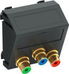 Media adapteris video tulpe 3x vietīgs, rozete-rozete 45x45mm, PC, pelēkmelna, 7021 6105153 | 4012195899457