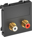 Media adapteris audio tulpe 2x vietīgs, rozete-rozete 45x45mm, PC, pelēkmelna, 7021 6105069 | 4012195900559