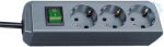 Extension cord 3 sockets 1.5m H05VV-F 3x1.5, with switch, silver grey 1152340015 | 4007123251681