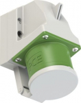 CEE-wall mounted plug 5x32A (3P+N+PE) 10h IP44 green with lid 525-10D
