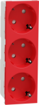 3 set socket outlet, 16A 250V - IP21, red New Unica NU307603 | 3606481464149