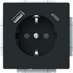 Socket with USB A and USB C, black matt, Platform 63, 20 EUCB2USBAC-885-500 2CKA002011A6313 | 4011395329405