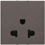 Color: Anthracite.   Rated voltage: 125 / 250 Vac.   Rated current: 15 / 16 A.   Type B+C: 2P / NEMA 5-15R.   Shuttered for child safety.   Screw terminals.   Size: 2 modules. 2CLA223801N1801 | 8427238171760