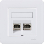 Data socket, Exxact, complete product, RJ45 Cat6A, STP, angled, white WDE002438 | 3606480910401