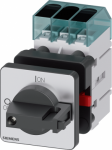 Load disconnector 3LD3, Iu 16 A Main switch 3-pole Rated operating capacity at AC-23 A at 400V 7.5kW Front plate mounting Basic switch with Central hole mounting 22.5mm Toggle drive black 48x48 mm The 3LD main and emergency off switch for safe discon ...