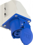 Wall mounted socket 3x16A (2P+PE) 6h IP44, blue, compact 113-6K | 9003399017032