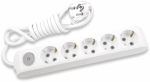 Extension 5 sockets white with button, Child Protection, 3m X-tendia WLTA0453-2WH | 8691136116172