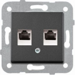 2-kohaline pistikupesa 2xRJ45 CAT6 must Novella 92105579 | 8691136760474