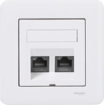 Data socket, Exxact, complete product, RJ45 Cat6E, UTP, angled, white WDE002425 | 3606480910371