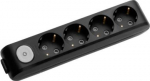 Extension 4 sockets black with button, Child Protection, X-tendia WLTA0440-2BL | 8691136115465